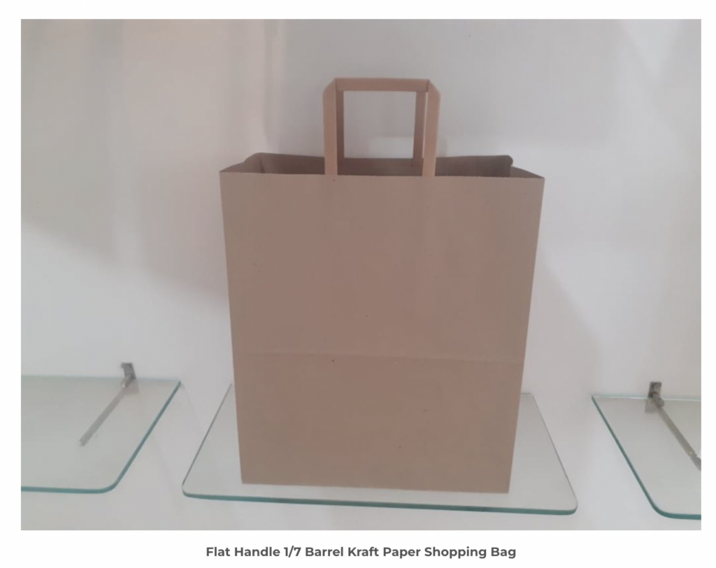 The image shows kraft paper shopping bags by RedibagUSA.