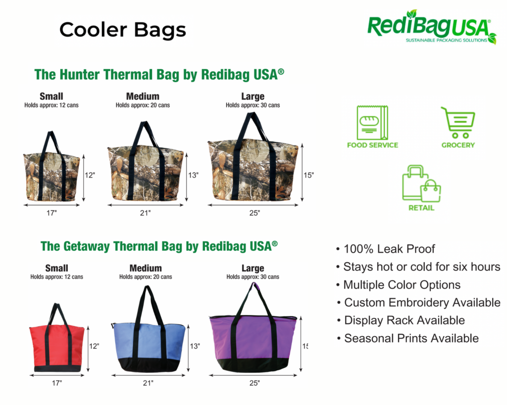 Details, images, and features of cooler bags offered by RedibagUSA.